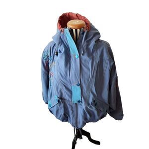 Vintage 90s HCC Henri Charles Colsene Puffer Ski Jacket Parka L Blue Geneva